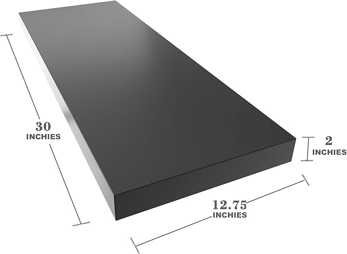 Large Floating Shelves for Wall Set of 3 Wooden Wall Shelves 30 in x 12.75 in x 2 in Room Decor Long Shelf with Invisible Wall Mount Bracket for Bedroom Kitchen Living Room Black