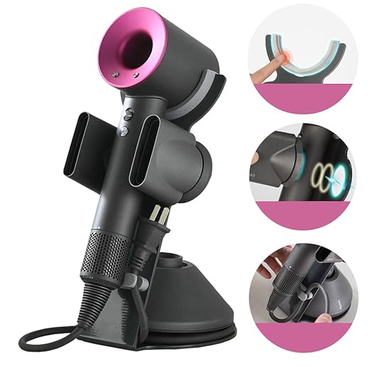 Foho Hair Dryer Holder for Dyson Supersonic, Magnetic Stand with Power Plug Cable Organizer, Bathroom Organizer Supersonic Dryer, Diffuser and Nozzles