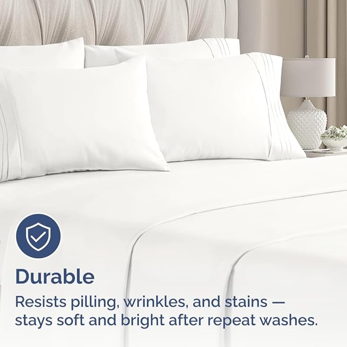 King Pillow Cases Set of 6 - Ultra Soft Hotel Quality Pillowcase Covers - Comfy, Cozy & Wrinkle Free - Shrink, Stain & Fade Resistant - Machine Washable Pillow Protectors - 6 Piece Set - Antique White
