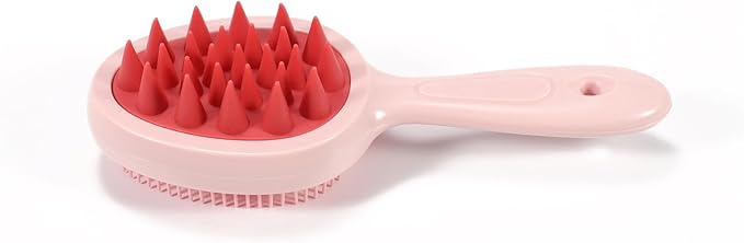Double Sided Scalp Massager Hair Growth, Shampoo Brush Head Scalp Massager for Hair Growth Scalp Scrubber with Soft Silicone Bristles (Double Pink)