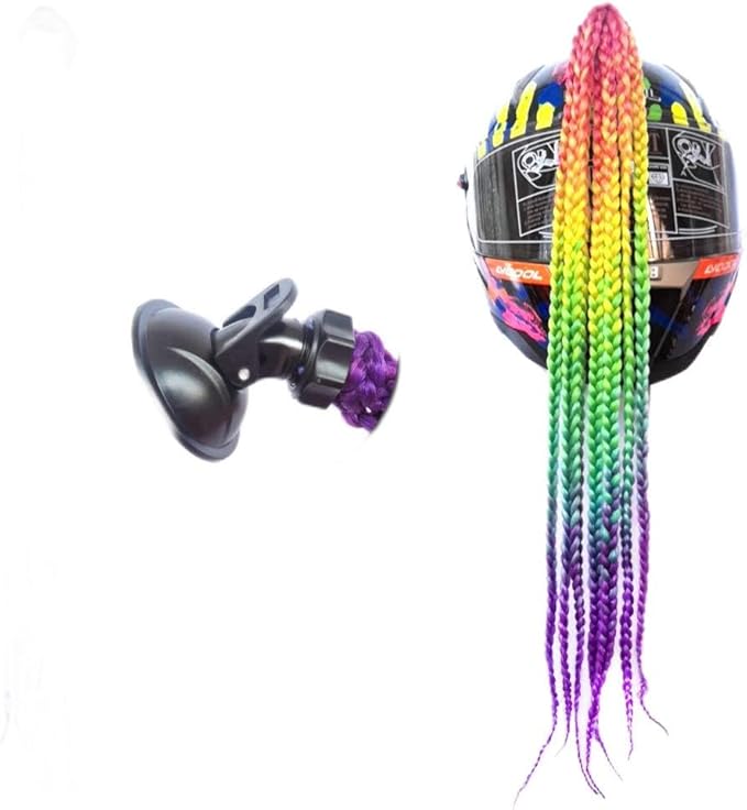 Helmet Pigtails Gradient Ramp Helmet Braids Ponytail Helmet Hair with Suction Cup for Motor Bike 1PCS 24inch (Helmet not Included)