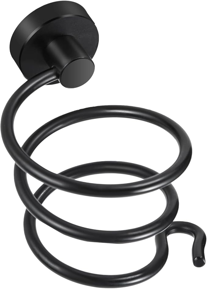 YUET Hair Dryer Holder Hairdryer Station Wall Mounted Stand Hanger Rack Blow Spiral Aluminum Construction Black Painted Shelf Storage for Bathroom Shower Room