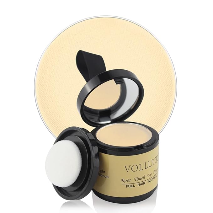 VOLLUCK Root Touch up Powder, Instant Hairline Powder for Thinning Areas and Gray Hair Coverage, Natural and Non-greasy Root Cover up for Women and Men (Light Blonde, 0.35 Ounce)