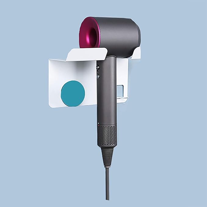 Hair Dryer Stand Holder Wall Mounted, New Upgrade Punching Or Nails-Free Glue Two Ways Blow Dryer Holder Rack Organizer for Dyson Supersonic Hair Dryer(White+Blue)