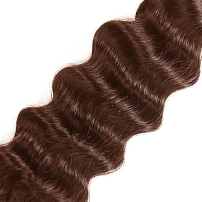 Chocolate Brown Human Hair Bundles Color 4 Deep Wave Bundles Niegmeag Peruvian Grade 8A Virgin Remy Hair 1 Bundle 18 Inch Double Weft Hair Weave 100g