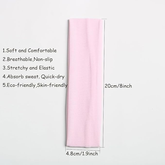 Headbands for Women,12PCS,Soft Stretch Elastic Yoga Sport Headbands