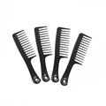 4 Pcs Wide Tooth Combs for Disentangling and Styling Long, Curly Hair (Black)