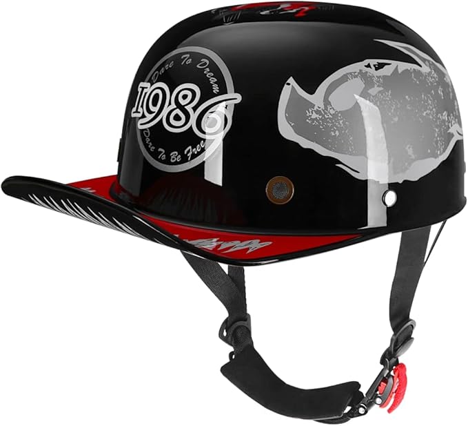 Baseball Style Cap Retro Motorcycle Helmet Unisex-Adult - DOT Approved