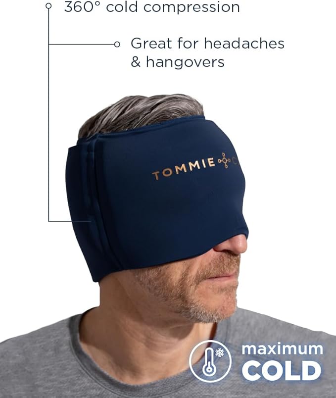Tommie Copper BetterICE Head Wrap – Cold Compression Cap, Soft & Flexible Gel Ice Technology - One Size