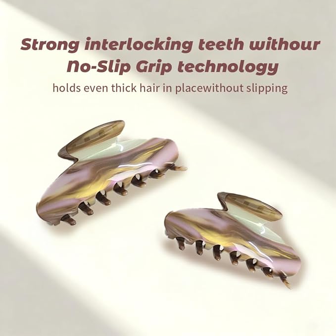 French Hair Claw Clips for Women Grils,4 Inch Strong Hold No Slip Grip Accessories Acetate Material,Not Easily Damaged,Thick or Thin Hair (Brown Marble)