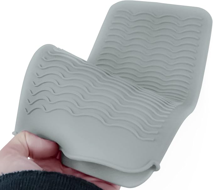 2PCS Silicone Heat Resistant Mat Pouch for Hair Straightener, Curling Iron, Flat Iron and Hot Hair Tools Grey