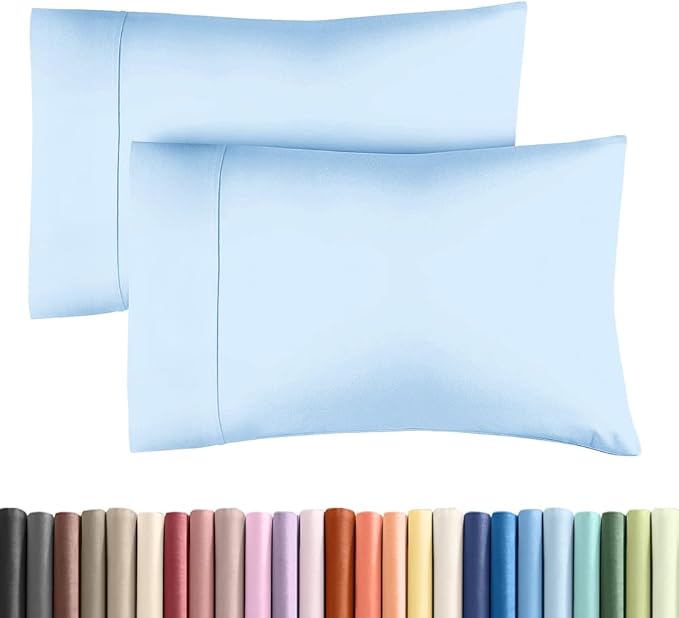 Queen Pillow Cases - 2 Pack - Super Soft Pillowcase Covers - Envelope Enclosure - Hotel Quality Pillow Protectors - Wrinkle Free, Shrink & Stain Resistant - Machine Washable - 20" x 30" (Light Blue)