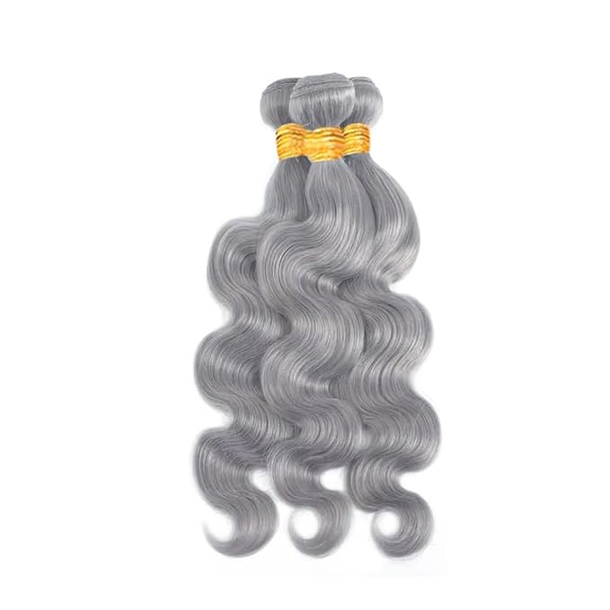 30 32 34 Inch Gray Bundles Human Hair Grey Body Wave Bundles Niegmeag Brazilian Virgin Remy Hair Extensions Double Weft Soft And Silky Silver Body Wave Bundle