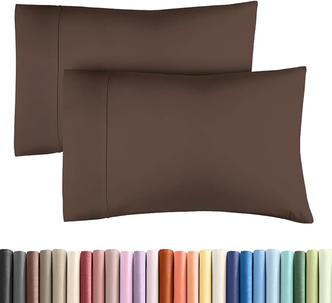 King Pillow Cases - 2 Pack - Super Soft Pillowcase Covers - Envelope Enclosure - Hotel Quality Pillow Protectors - Wrinkle Free, Fade, Shrink & Stain Resistant - Machine Washable - 20" x 40" (Brown)