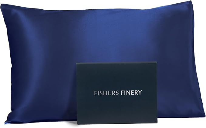 Fishers Finery 25mm 100% Pure Mulberry Silk Pillowcase (Navy Standard)