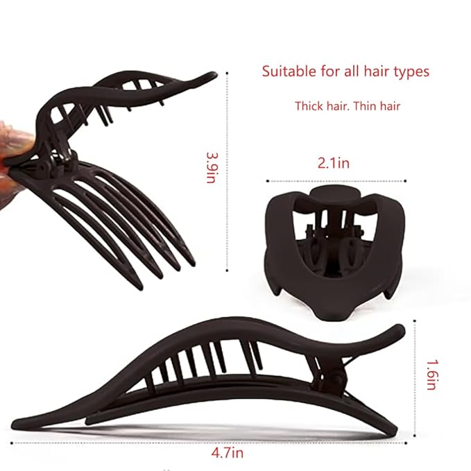 3Pcs Flat Hair Clips for Women,Large Matte Non-Slip Hair Claw Clips for Thick or Thin Hair,Large Duckbill Hair Clips for Women and Girl