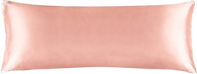 BEDELITE Satin Body Pillow Cover, Super Soft and Cooling Body Pillow Pillowcase for Hair and Skin, Breathable Silky Full Long Pillowcase Cover(20"x54", Coral)