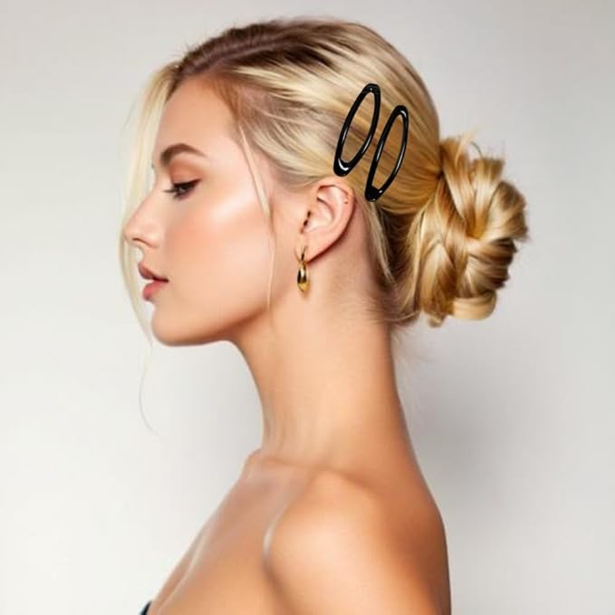 16 Pieces Hair Clips for Thick Hair 2.8 Inch Oval Shape Black XL Hair Clips for Women Metal Snap Non-Slip Hair Grips Hair Accessories