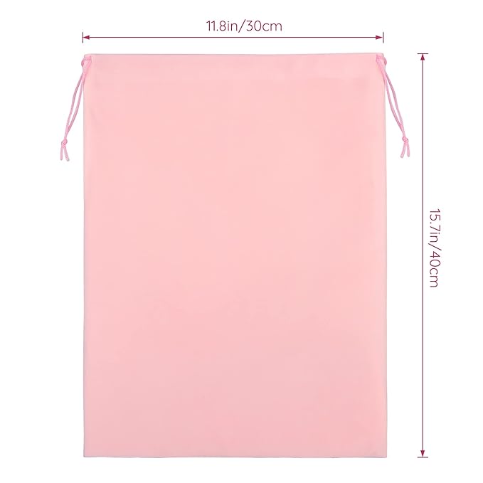 Satin Flannel Storage Bag, Segbeauty 11.8*15.7in Large Velvet Drawstring Pocket Sundries Storage Sack Sports Equipment Bag for Diffuser Hair Dryer Accessory Curling Iron Hair Straightener Clothes Pink