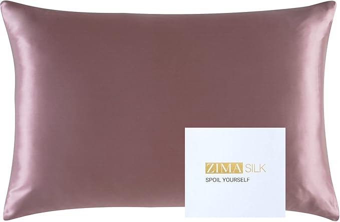 ZIMASILK 25 Momme 100% Pure Mulberry Silk Pillowcase for Hair and Skin Care, Highest Grade 6A Pillow Cases for Women, Long-Lasting Durablity, Gift for Women Men, 1Pc (Standard 20"x26", Grey Purple)