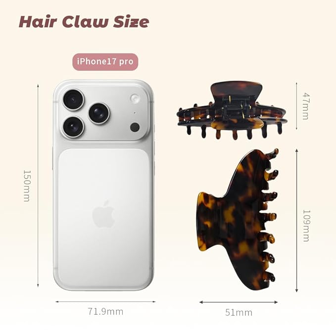 French Hair Claw Clips for Women Grils,4 Inch Strong Hold No Slip Grip Accessories Acetate Material,Not Easily Damaged,Thick or Thin Hair (Tortoiseshell)