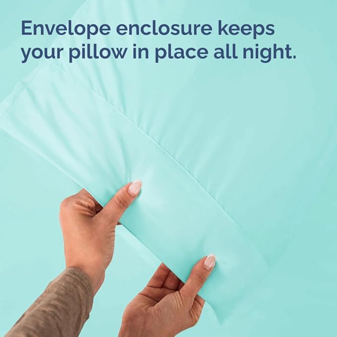 Queen Pillow Cases - 4 Pack - Super Soft Pillowcase Covers - Envelope Enclosure - Hotel Quality Pillow Protectors - Wrinkle Free, Shrink and Stain Resistant - Machine Washable - 20" x 30" (Spa Blue)