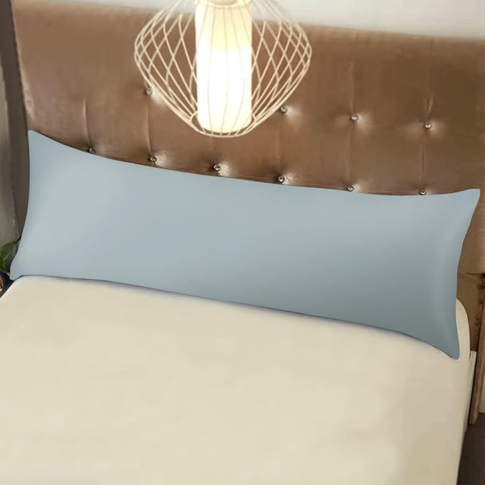 NTBAY Zippered Satin Body Pillow Pillowcase, Silky Slip Cooling Body Pillow Cover, Long Side Hidden Zipper, 20x54 Inches, Silver Grey