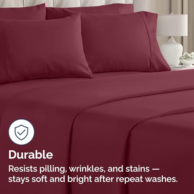 Queen Pillow Cases - 4 Pack - Super Soft Pillowcase Covers - Envelope Enclosure - Hotel Quality Pillow Protectors - Wrinkle Free, Shrink and Stain Resistant - Machine Washable - 20" x 30" (Burgundy)