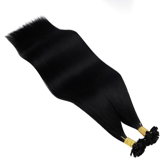 YoungSee K Tip Hair Extensions Black K Tips Human Hair Extensions for Wedding Jet Black 22In 50s/50g