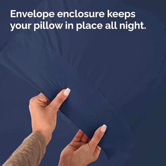 Queen Pillow Cases - 2 Pack - Super Soft Pillowcase Covers - Envelope Enclosure - Hotel Quality Pillow Protectors - Wrinkle Free, Shrink & Stain Resistant - Machine Washable - 20" x 30" (Navy Blue)