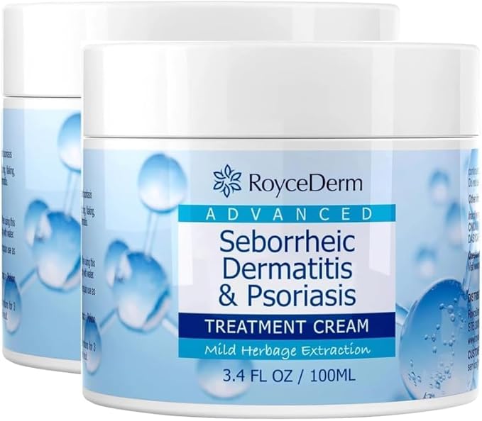 Roycederm Seborrheic Dermatitis Cream, Scalp Treatment for Psoriasis, Folliculitis, Dry Scalp, Dandruff, Anti-Itch Cream for Soothing Relief - 2 Pack