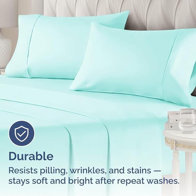 King Pillow Cases - 2 Pack - Super Soft Pillowcase Covers - Envelope Enclosure - Hotel Quality Pillow Protectors - Wrinkle Free, Shrink and Stain Resistant - Machine Washable - 20" x 40" (Spa Blue)
