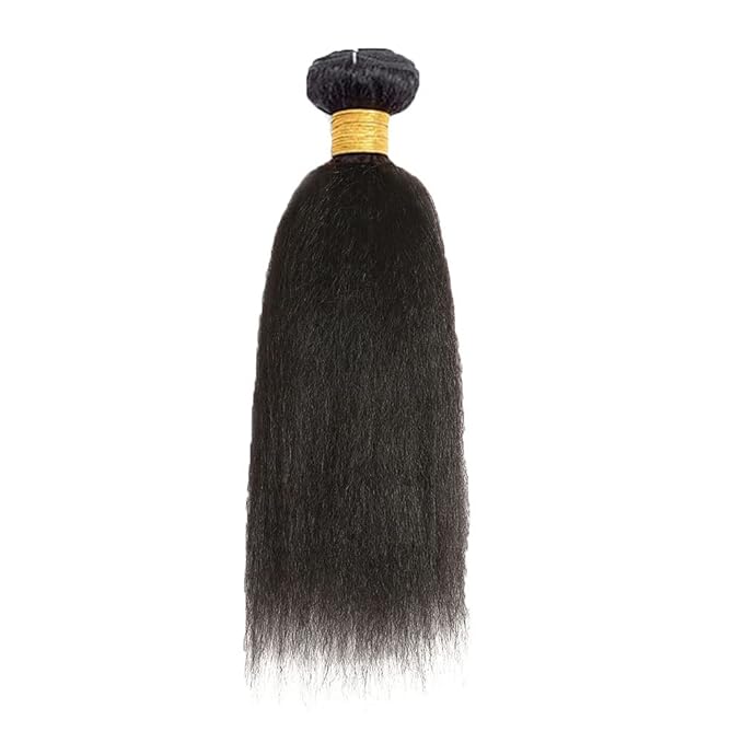 Bundles Human Hair Natural Black Kinky Straight Bundles Brazilian Virgin Soft and Silky Remy Hair Single Bundle 22 Inch Niegmeag Double Weft Color 1B Yaki Straight Bundle 100g