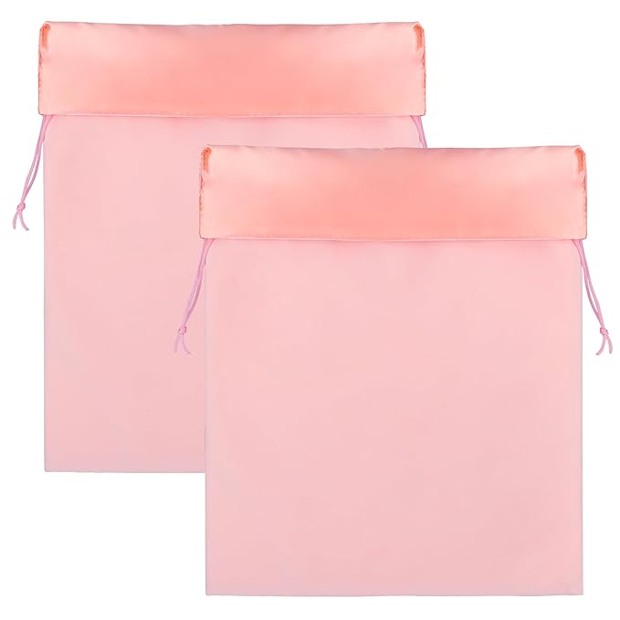 Segbeauty Large Pink Velvet Bag, 2pcs Velvet Jewelry Pouches with Satin Liner, 15.7x11.8in Drawstring Bags Satin Flannel Storage Bag for Gift Travel, Travel Organizer Bag for Comb Attachment Clothes