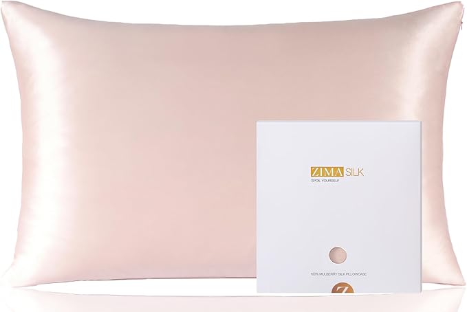 ZIMASILK 100% Pure Mulberry Silk Pillowcase for Hair and Skin Health,Soft and Smooth,Both Sides Premium Grade 6A Silk,600 Thread Count,with Hidden Zipper,1pc (Queen 20''x30'',Pink)