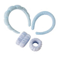 2Pcs Spa Headband for Washing Face & 1 Pairs Wristband Set Sponge Makeup Skincare Headband &Terry Cloth Bubble Soft Hairband for Women Girl Puffy Padded Headwear Non Slip Thick Hair Accessory (blue)