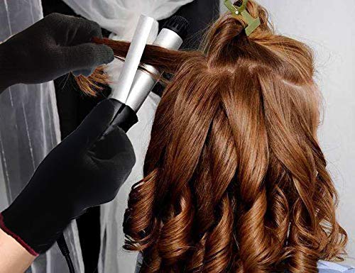 2 Heat Resistant Glove for Hair Styling, Curling Iron, Flat Iron and Curling Wand, Black, Pink Edge
