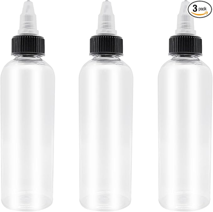 3 Pcs 6oz Dispensing Bottles, Plastic Squeeze Bottles with Twist Top Cap