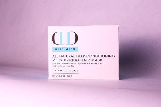 Deep Conditioning Hair Mask Detangler Moisturizing Non-Toxic All-Natural Dermatologist-Developed Treatment for Curly, Dry, Frizzy, Swimmer's Hair & Itchy Scalp – 5.5 oz
