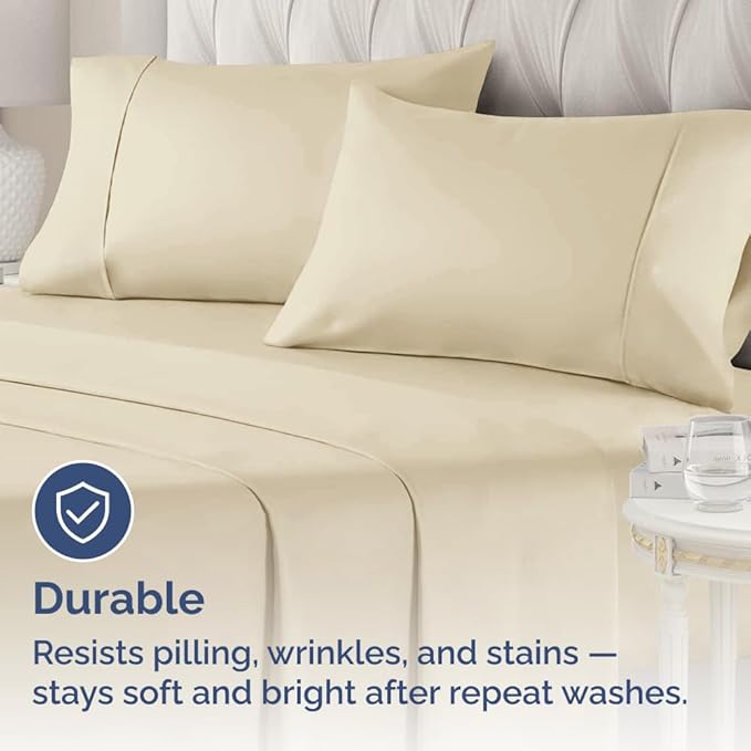 Queen Pillow Cases - 2 Pack - Super Soft Pillowcase Covers - Envelope Enclosure - Hotel Quality Pillow Protectors - Wrinkle Free, Fade, Shrink & Stain Resistant - Machine Washable - 20" x 30" (Cream)