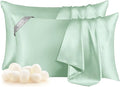 THXSILK Set of 2 100% Mulberry Silk Pillowcase for Hair and Skin Health, Soft Breathable and Smooth Pillowcases with Hidden Zipper, Both Sides Premium Grade 6A+ Silk, Standard 20"x26", Turquoise Green