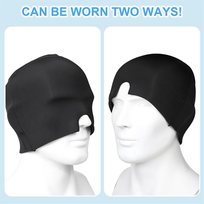 Migraine Relief Cap Ice Head Wrap Migraines Double Layer Gel Ice Hot Head Wrap 360° Extended Cooling Hangover Ice Hat for Migraine Sinus Stress Frontal Headaches