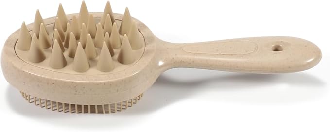 Double Sided Scalp Massager Hair Growth, Shampoo Brush Head Scalp Massager for Hair Growth Scalp Scrubber with Soft Silicone Bristles (Earthly Yellow)