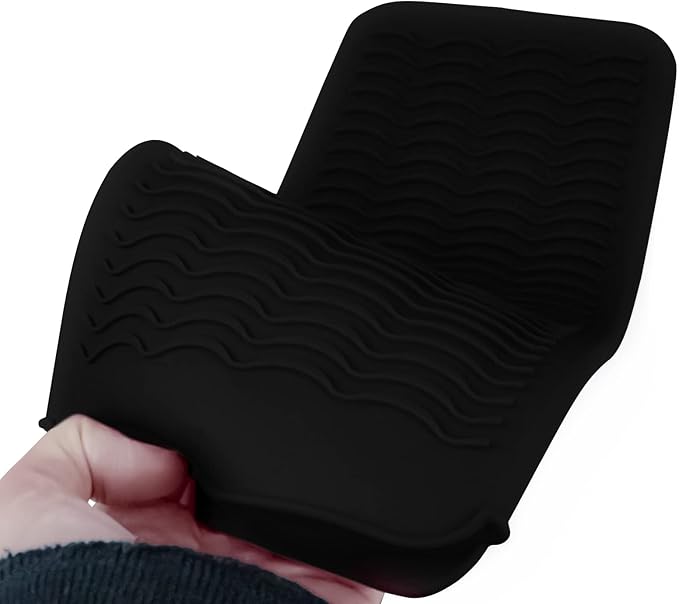 1Pack Silicone Heat Resistant Mat Pouch for Hair Straightener, Curling Iron, Flat Iron and Hot Hair Tools Black
