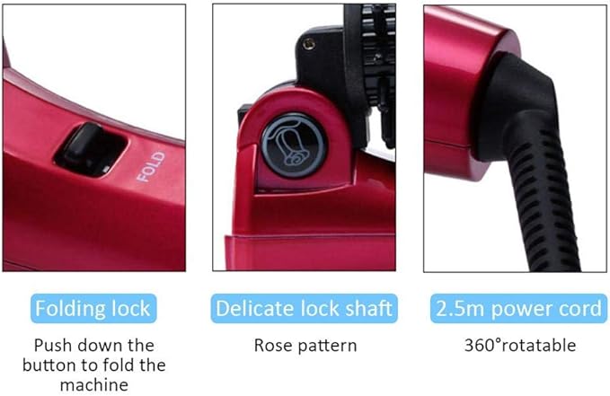 Hair Curler Brush, 30W Foldable Curling Iron Comb Salon Air Paddle Styling Brushes Generator Ceramic Lightweight Hot Air Volumize Hair Brush for Volume and Soft Curls(US)
