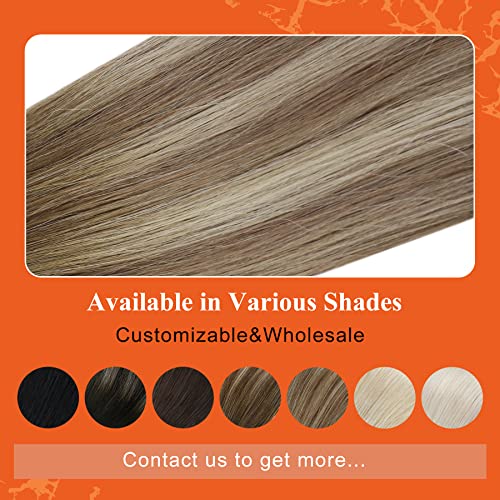 Full Shine Tape in Hair Extensions 22Inch Skin Weft Tape in Color Dark Brown 3 Fading to 8 and 22 Blonde Seamless Remy Invisible Natural Human Hair Extension 20Pcs for Women 50Gram Soft