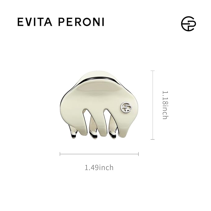 EVITA PERONI Small Hair Clips, Mini Hair Clip for Hair, Little Tiny Claw Clips for Women Girls Half Updo, Cream White