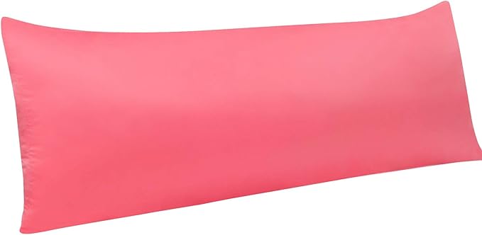 NTBAY Zippered Satin Body Pillow Pillowcase, Silky Slip Cooling Body Pillow Cover, Long Side Hidden Zipper, 20x54 Inches, Coral Pink