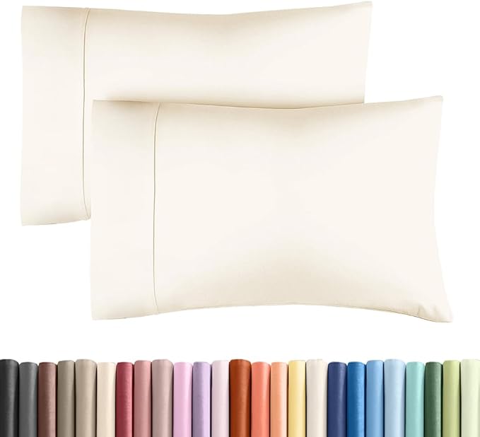 King Pillow Cases - 2 Pack - Super Soft Pillowcase Covers - Envelope Enclosure - Hotel Quality Pillow Protectors - Wrinkle Free, Shrink and Stain Resistant - Machine Washable - 20" x 40" (Off White)