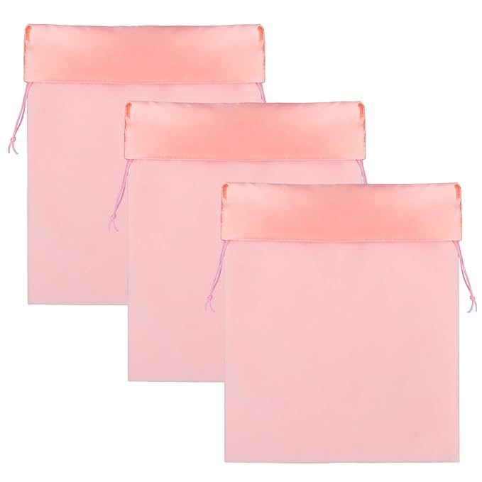 Segbeauty Diffuser Hair Dryer Bag, 3pcs 15.7x11.8in Velvet Satin Bags with Drawstring, Light Pink Velvet Bag 40x30cm for Comb Attachment, Travel Organizer for Clothes, Drawstring Pouch Storage